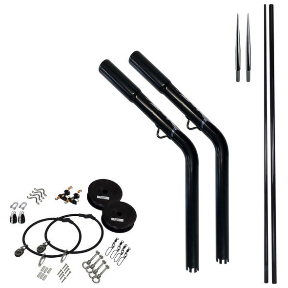 Reelax Drop In Outrigger Base Black & 3m Grander Poles, Rigging Kit + Spears