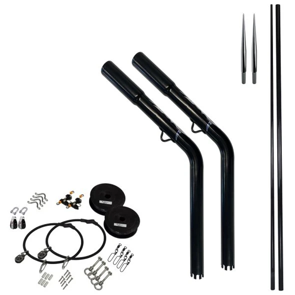 Reelax Drop In Outrigger Base Black & 3m Grander Poles, Rigging Kit + Spears