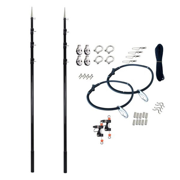 Reelax Grander Series 4.5m 3K Carbon Fibre Telescopic Outrigger Poles with Stainless Steel Rigging Kit (Pair)