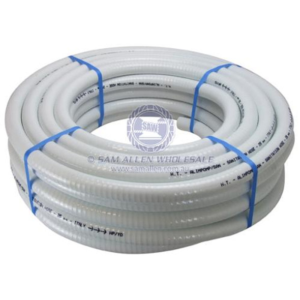 Hose Sanitation Steel Reinforced White PVC 25mm ID - 30m Roll
