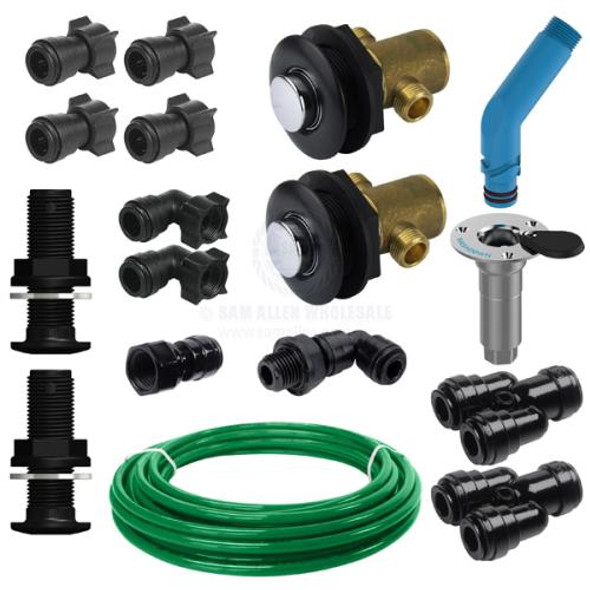 Twin Push Timer Tap & Flush Link Retrofit Kit - 15mm DMfit Quick Connect