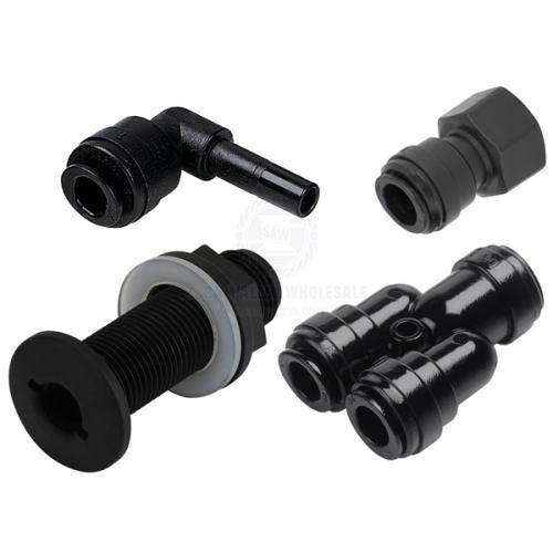 Tap Push Timer Install Kit Black Outlet Suit 12mm DMfit Quick Connect Tubing