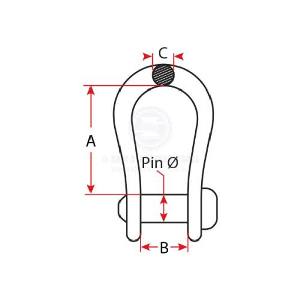 Shackle Riley S/Steel Bow 3/16 Pin