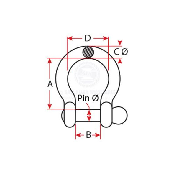Shackle Riley S/Steel Bow 5/32 Slotted Pin