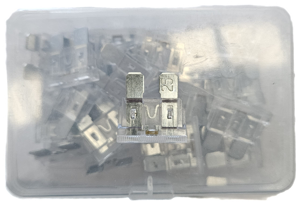 25A Blade LED Fuse Clear – 30 Pack