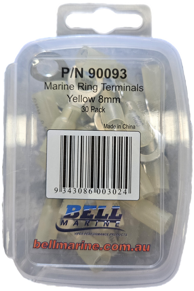 Marine Glue Lined Ring Terminal Yellow – 8mm – 30 Pack