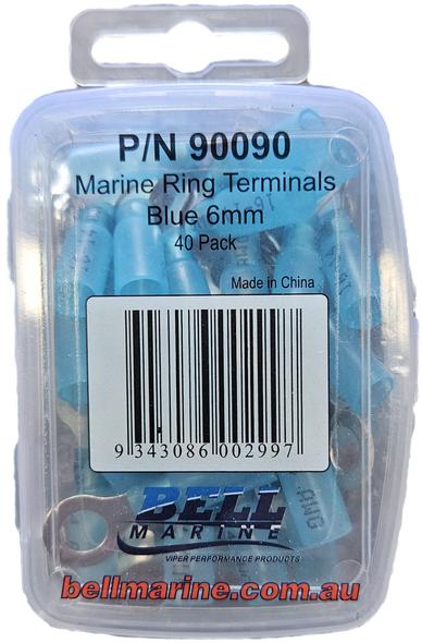 Marine Glue Lined Ring Terminal Blue – 6mm – 40 Pack