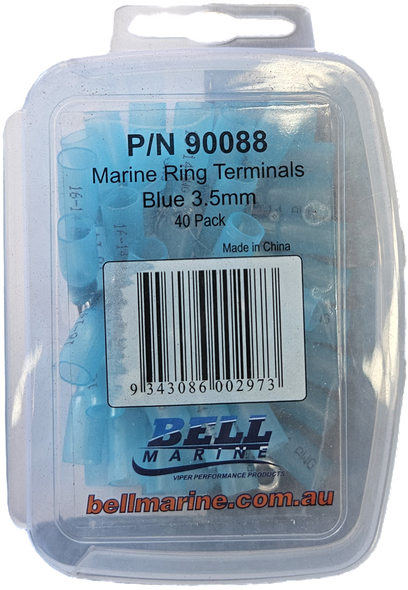 Marine Glue Lined Ring Terminal Blue – 3.5mm – 40 Pack