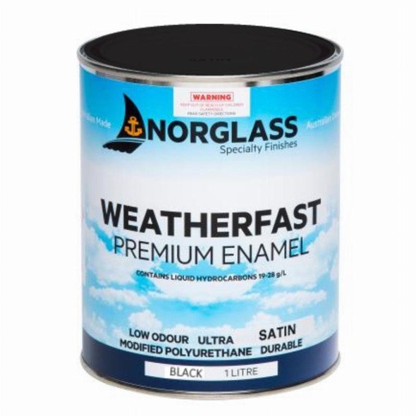 Norglass Weatherfast Premium Enamel Satin in Black 1 Litre