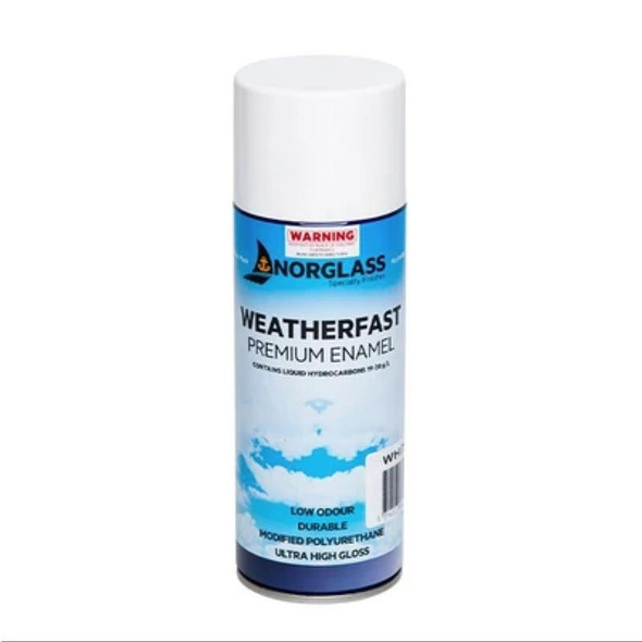 Norglass Weatherfast Satin in White SprayCan 300g