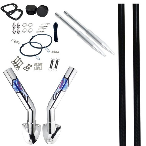 Reelax Side Mount with 4.5m Black Fibreglass Outrigger Poles & S/Steel Rigging Kit and Spears