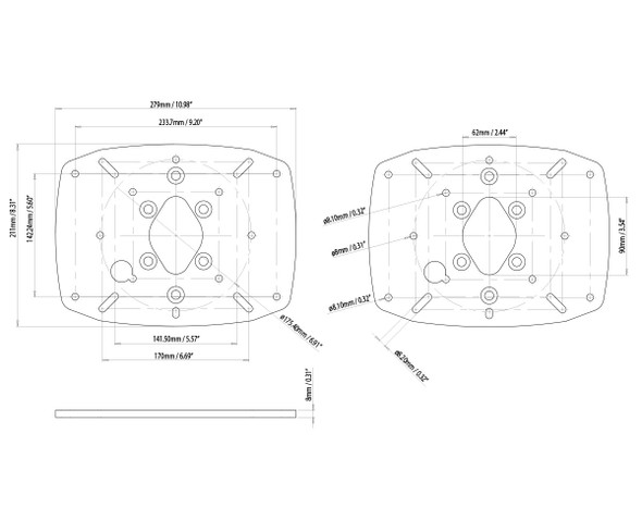 Scanstrut Satcom Plate 1 Dual Modular Power Tower 12” Satcom