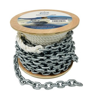 Anchor Line - 12mm x 50M Nylon Rope with 8mm x 10M Gal Chain