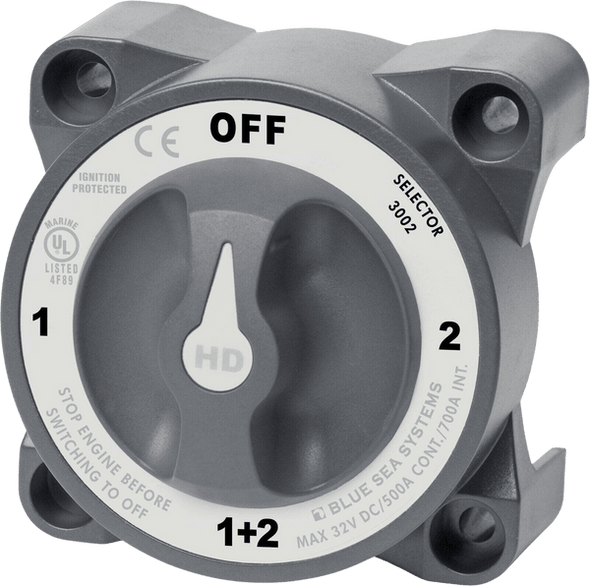 Blue Sea HD-Series Heavy Duty 3 Position Selector Battery Switch with AFD