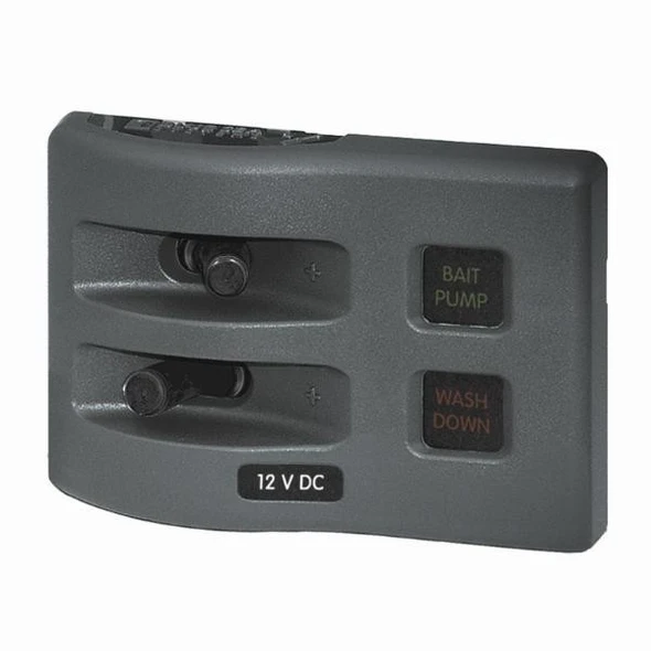 Blue Sea 12V DC Waterproof Fuse Panel - Gray 2 Positions