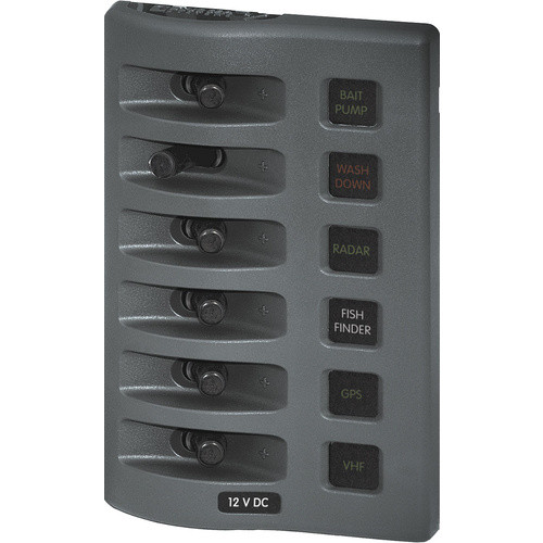 Blue Sea 12V DC Waterproof Fuse Panel - Gray 6 Positions