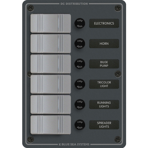 Blue Sea Water Resistant Fuse Panels - 6 Position-Slate Gray