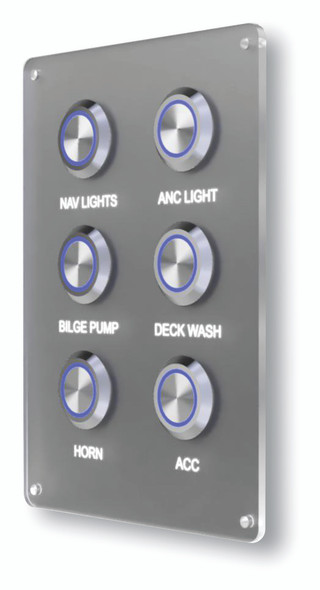 Custom 6 Gang Backlit Switch Panel in Black