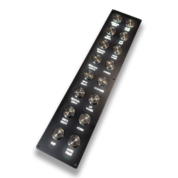 Custom 16 Gang Backlit Switch Panel in Black