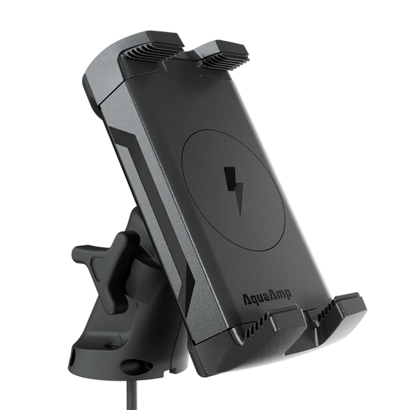 AquaAmp Waterproof Wireless Phone Charger 12V - Arm Mounted, Magnetic Vertical Clamping