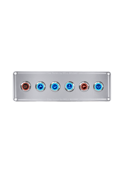 Viper Elite Series 6 Gang Wide Stainless Steel Switch Panel with 20Amp Dual LED IP67 Backlit Switches