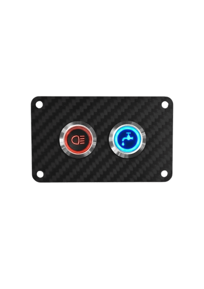 Viper Elite Series 2 Gang Carbon Fibre Switch Panel with 20Amp Dual LED IP67 Backlit Switches