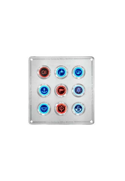 Viper Elite Series 9 Gang Stainless Steel Switch Panel with 20Amp Dual LED IP67 Backlit Switches