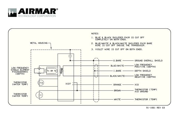 Airmar B75C-L with bare wire cable Wiring Diagram