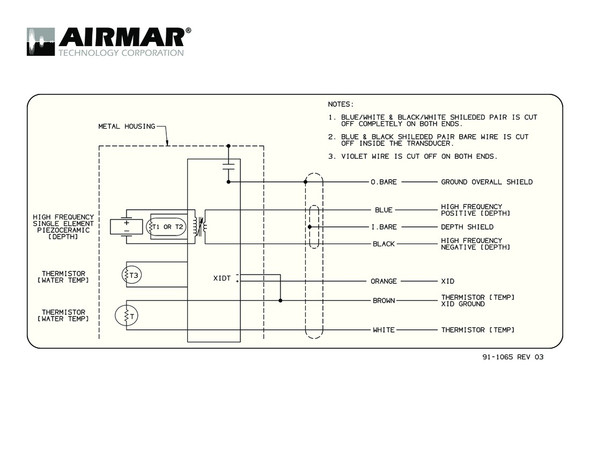 Airmar B75C-H with bare wire cable Wiring Diagram