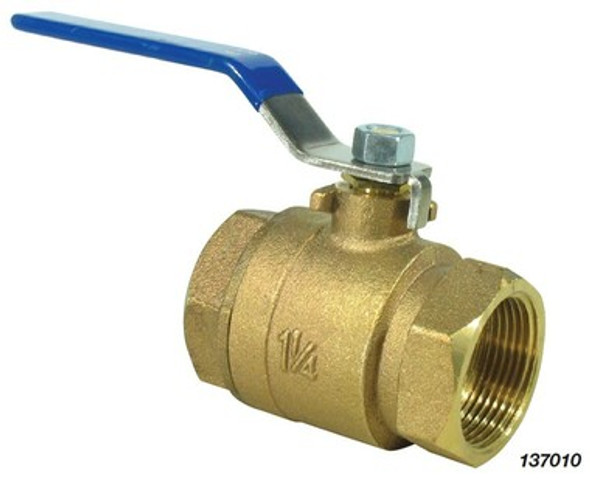 Bronze Ball Valve 1¼" Length: 82mm Width: 57mm Height: 96mm Handle Radius: 125mm