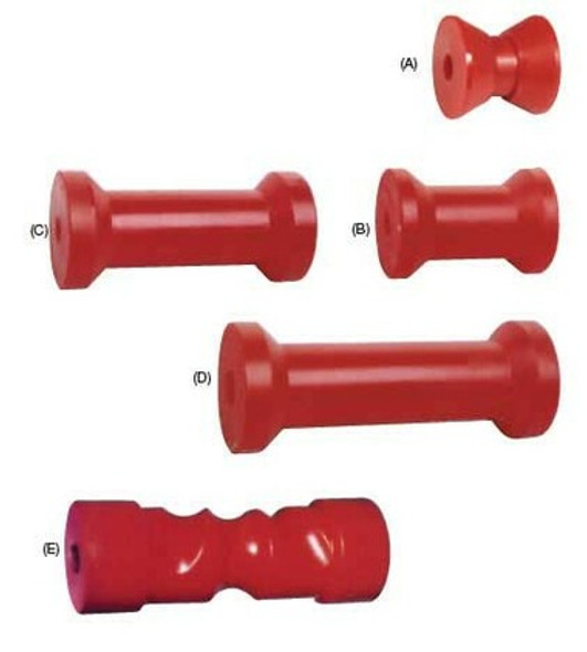 Rollers - Polyurethane - Std Keel Overall Length: 200mm / 7.8" Max. Overall Diam
