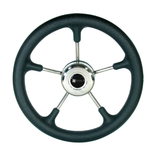 Osculati Steering Wheel - Bosun Five Spoke Stainless Steel 320mm Black