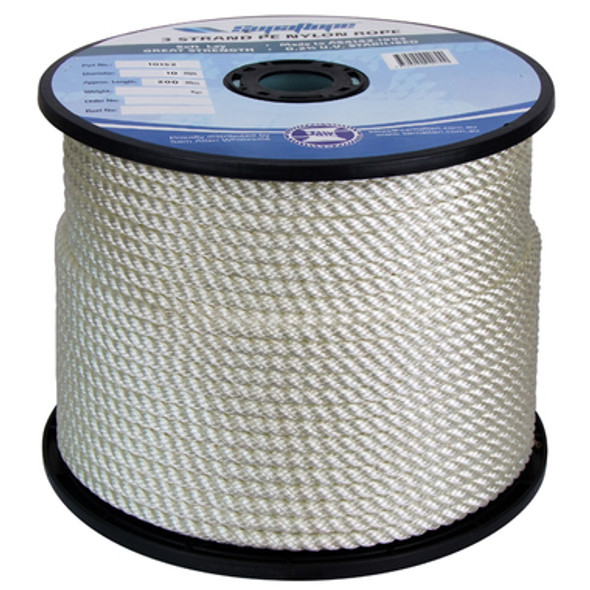 10mm x 100Mtr 3 Strand Nylon Rope White (Reel)