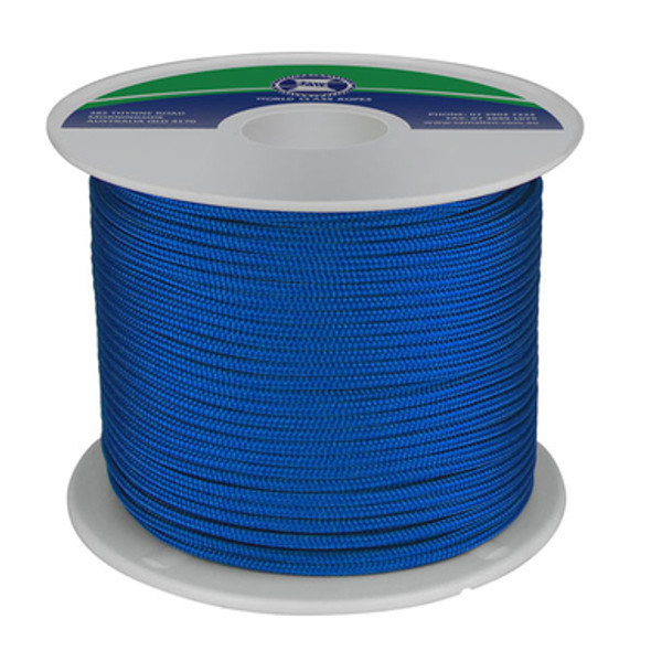6mm x 200Mtr Polyester Double Braid Rope Blue (Reel)