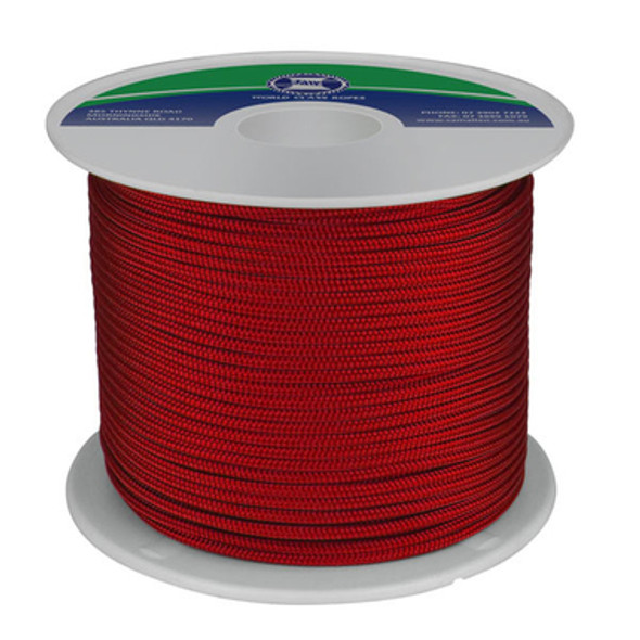 8mm x 200Mtr Polyester Double Braid Rope Red (Reel)