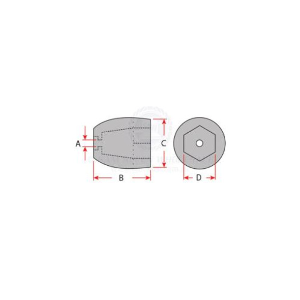 Zinc Prop Anode Only 1 1/8'Unc