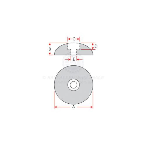 Anode Zinc Rudder 130mm Heavy Duty - Single