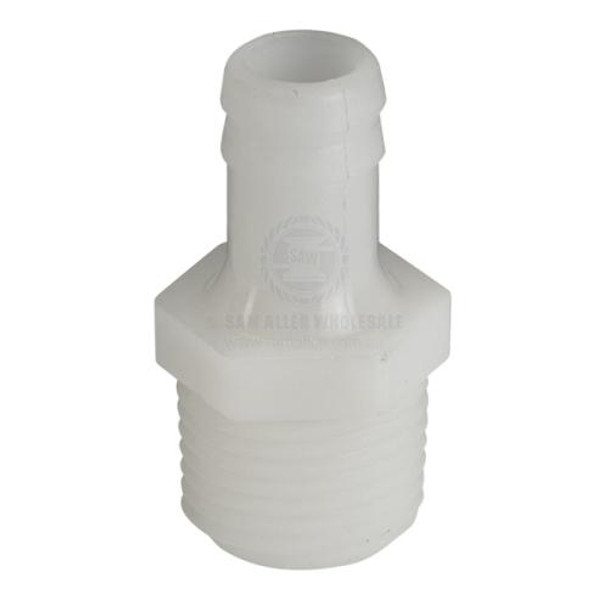 Hose Tail 1/2" NPT (M) x 1/2" Straight Tail (one piece)