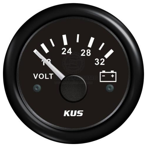 KUS Gauge Voltmeter 52mm Black