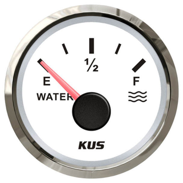 Gauge Water Lvl NMEA2000 White White+Chrome Bezel