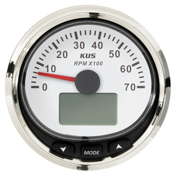 Gauge Tacho. NMEA2000 White White + Chrome Bezel