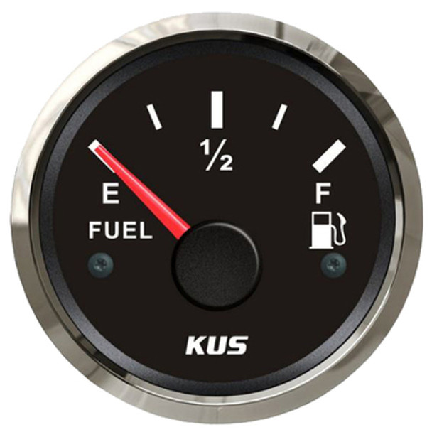 12/24V Black Stainless Steel Fuel Gauge 52mm 240-33 OHMS