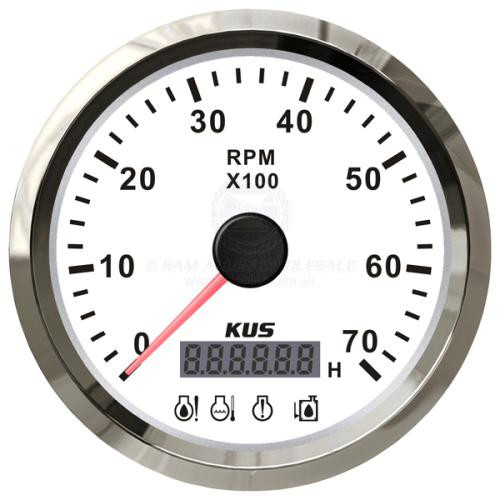 KUS Gauges - Tacho/Hour Meter White