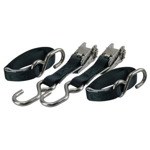 25mm L/Duty Stainless Steel Ratchet 'S' Hook To 'J' Hook (Pr) - Black