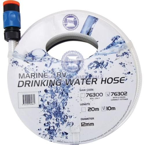 Hose Drinking Water Food Grade 1/2 ID x 10m with Nylon Quick Connect Fittings