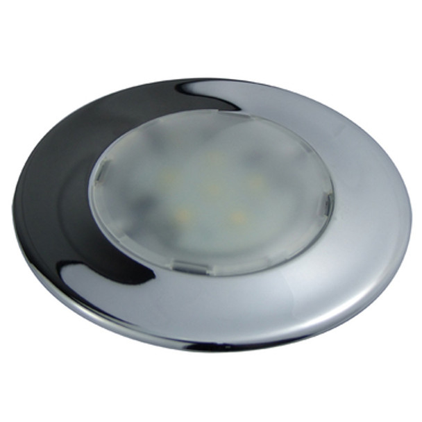 6" Round Surface Mount White LED Frost Lens Chrome Thim 12VDC