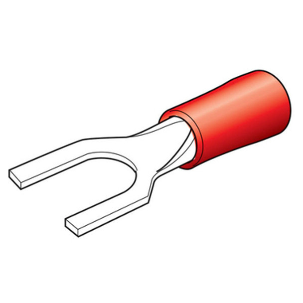 Insul Fork Term 4mm Red Pack 100