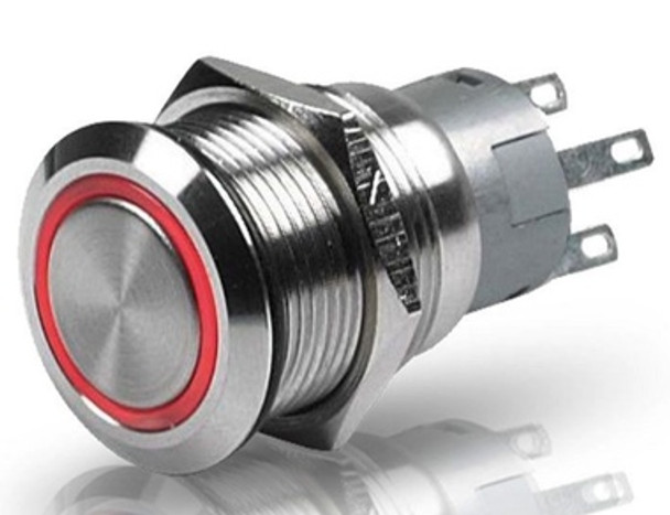 Hella Stainless Steel LED Switch 24v Red- Momentary