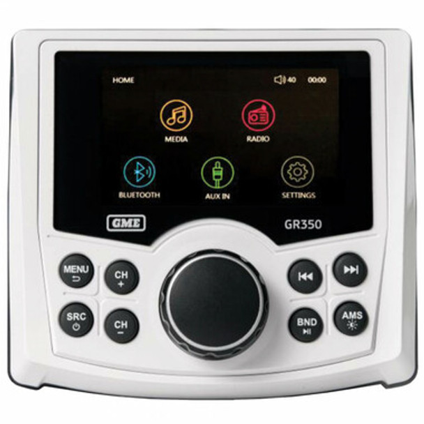 GME GR350BTW AM/FM IP54 Compact Marine Stereo with Bluetooth - White