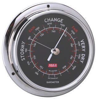 ANVI Brass Barometer - Black Face - 95mm